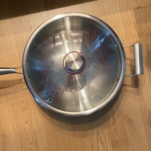 Heavy Stainless Steel  extra large wok pan 14 inches  Good condition
